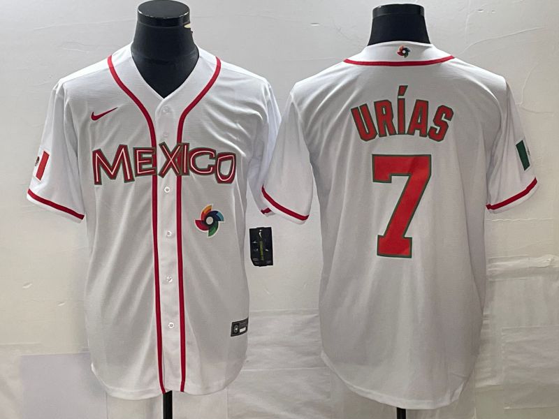 Men 2023 World Cub Mexico #7 Urias White red Nike MLB Jersey13->more jerseys->MLB Jersey